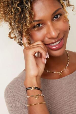 Bracelet perles avec smiley Or Acier inoxydable h5 Image2